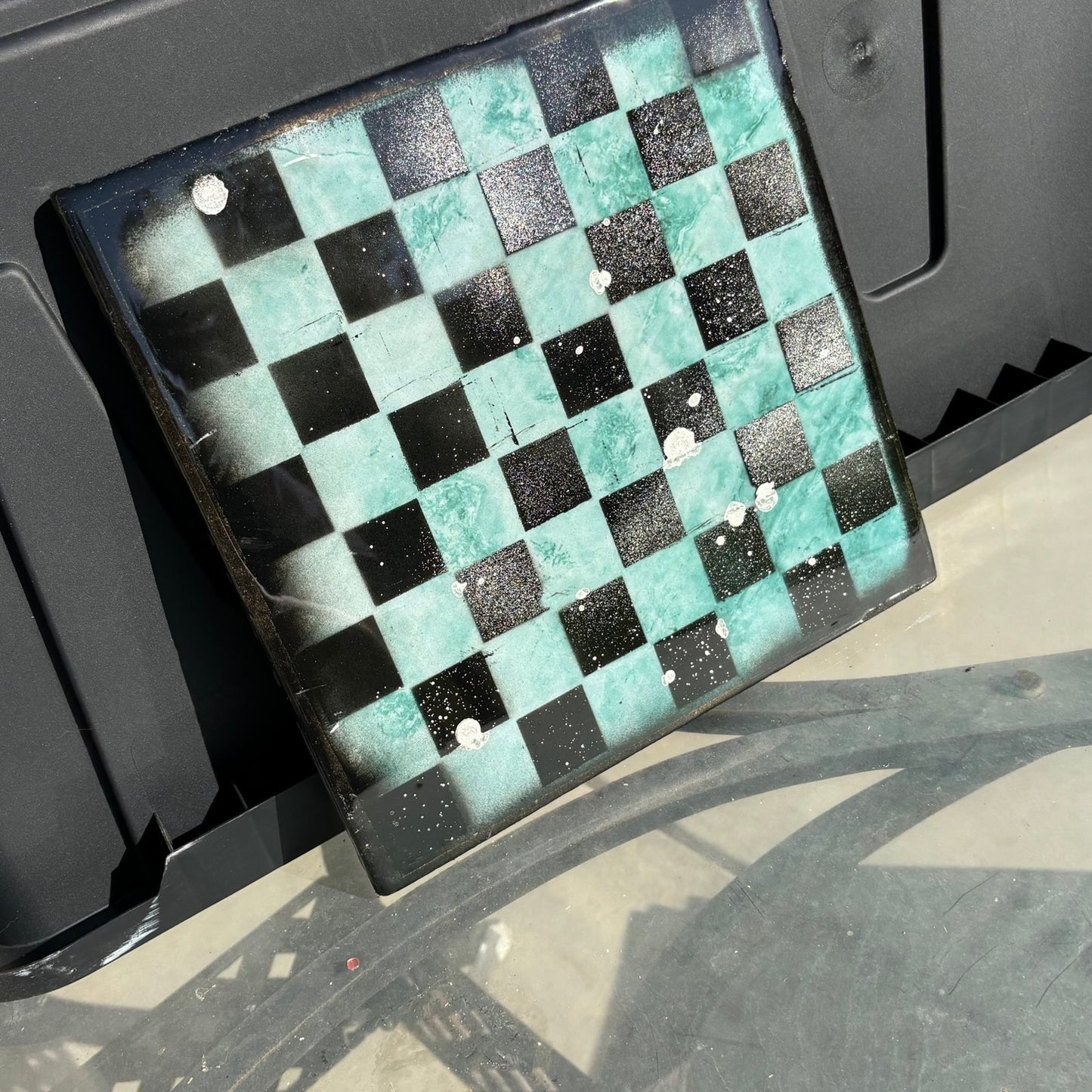 Green Emerald - Resin Coated Chess Board