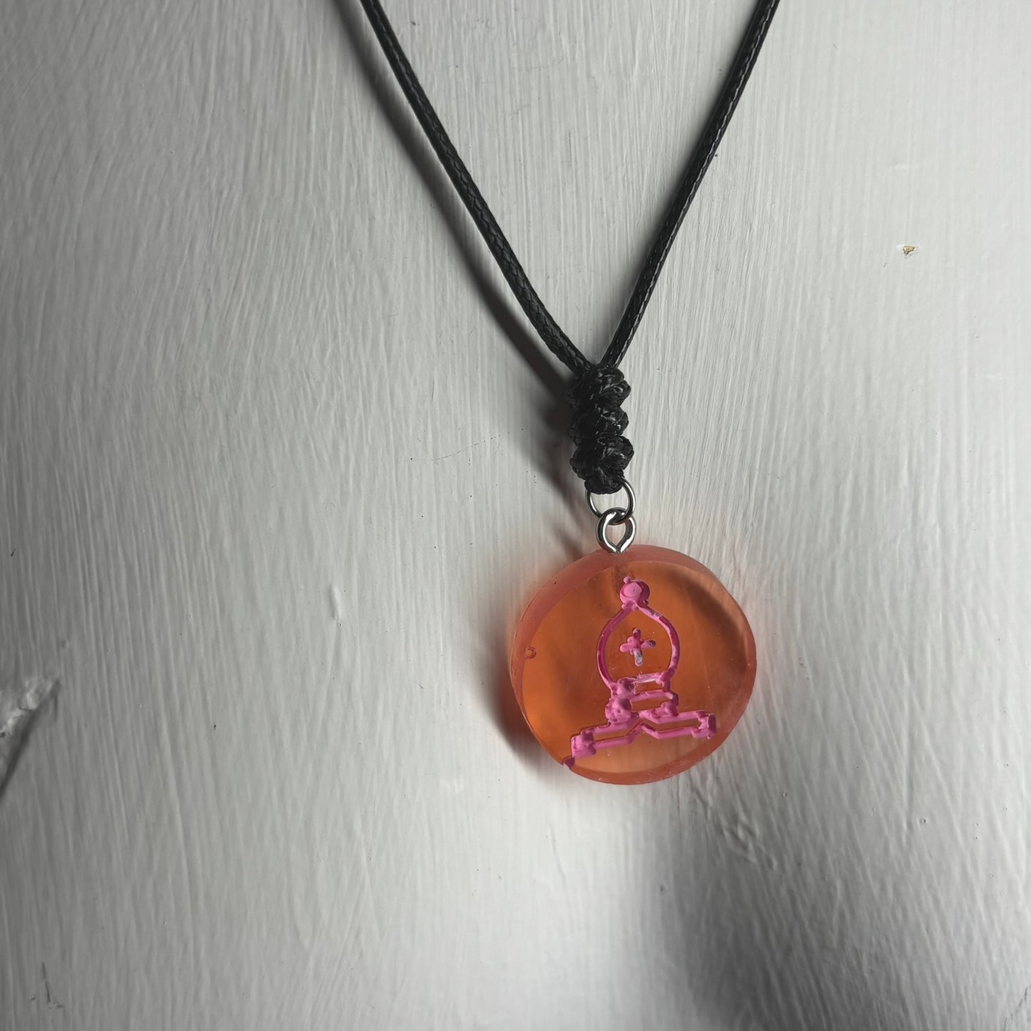 Pink Vintage Bishop - Handmade Resin Chess Necklace
