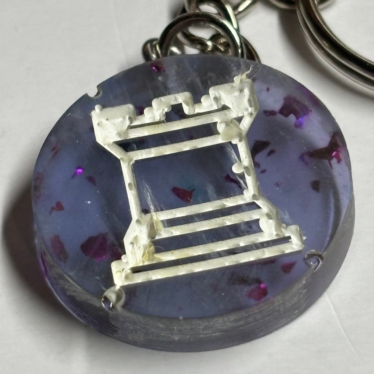 Faded Purple Rook - Handmade Resin Keychain - Flat Edition