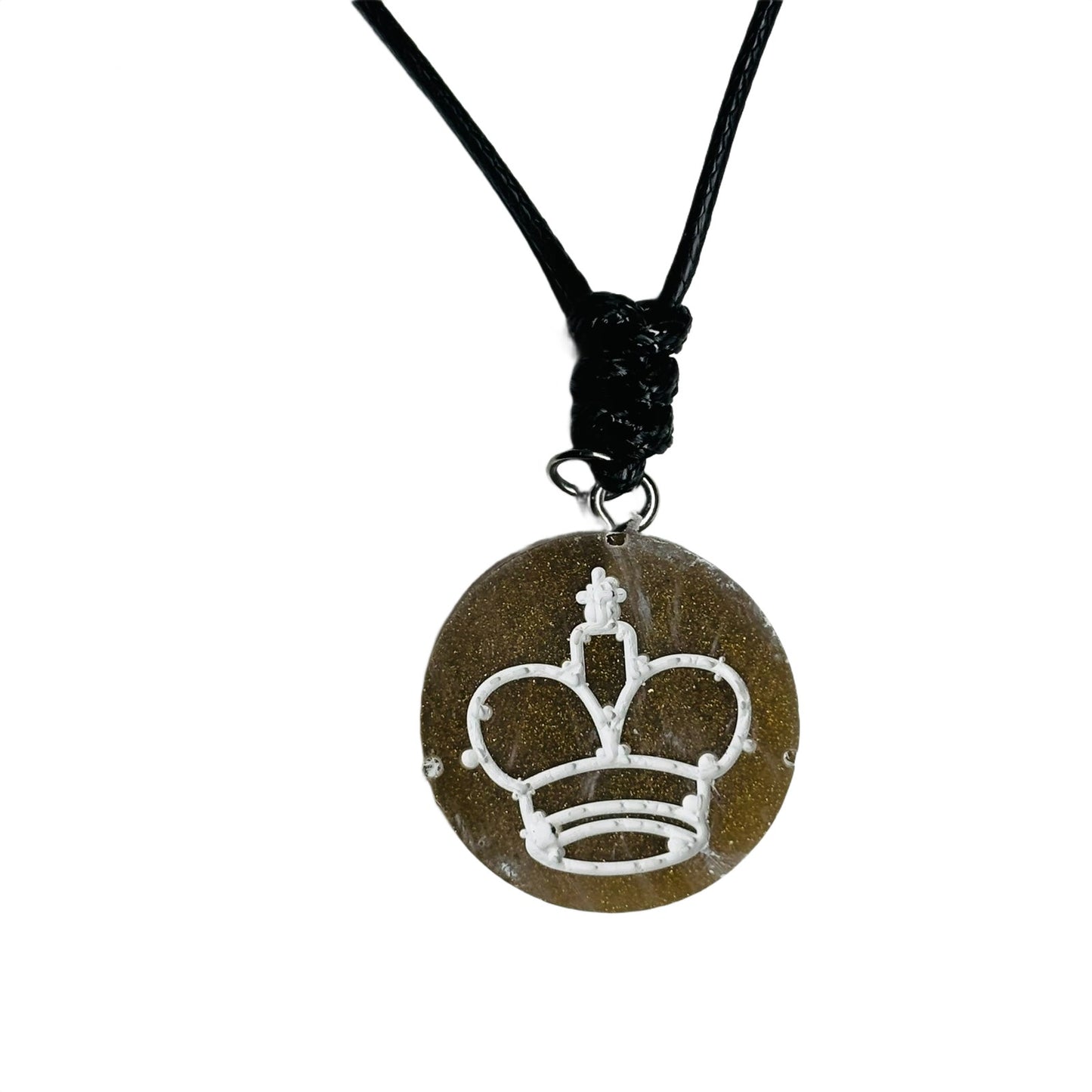 Dirty Brown King - Handmade Resin Chess Necklace - Flat Edition