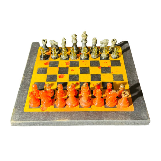 Yellow & Red Opal - Painted Chess Set