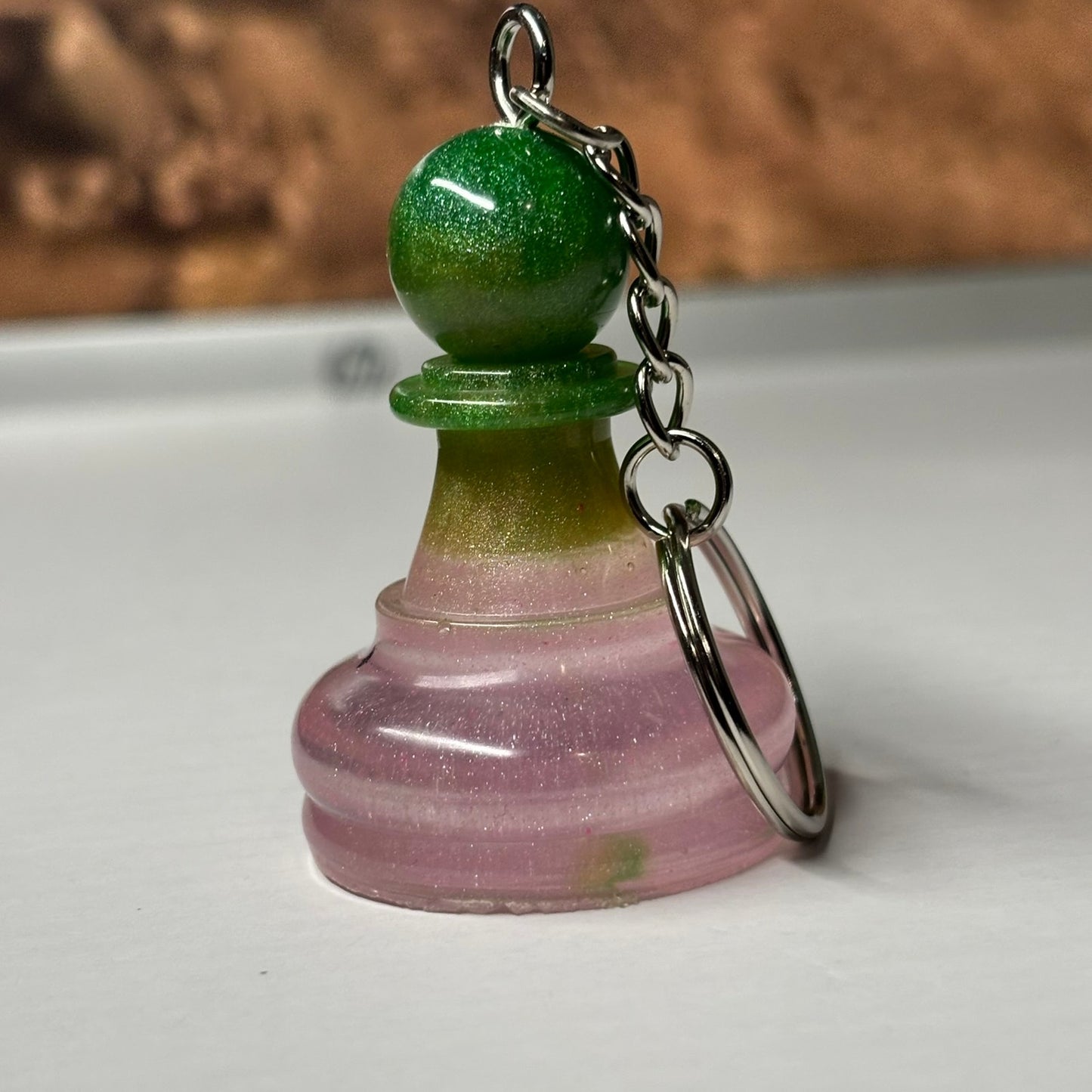 Pink Bottom Pawn - Handmade Resin Keychain - Large Edition