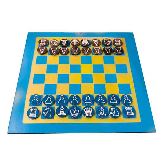 Yellow Blue - Painted Chess Set