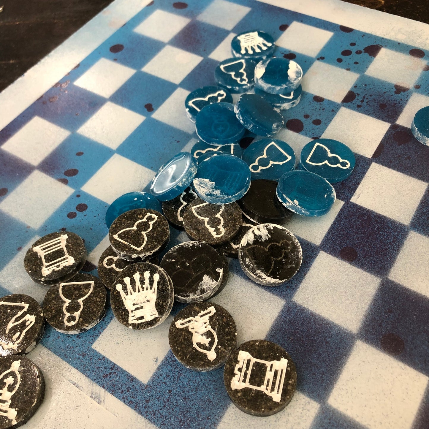 Bubbly Purple & Blue - Painted Chess Set