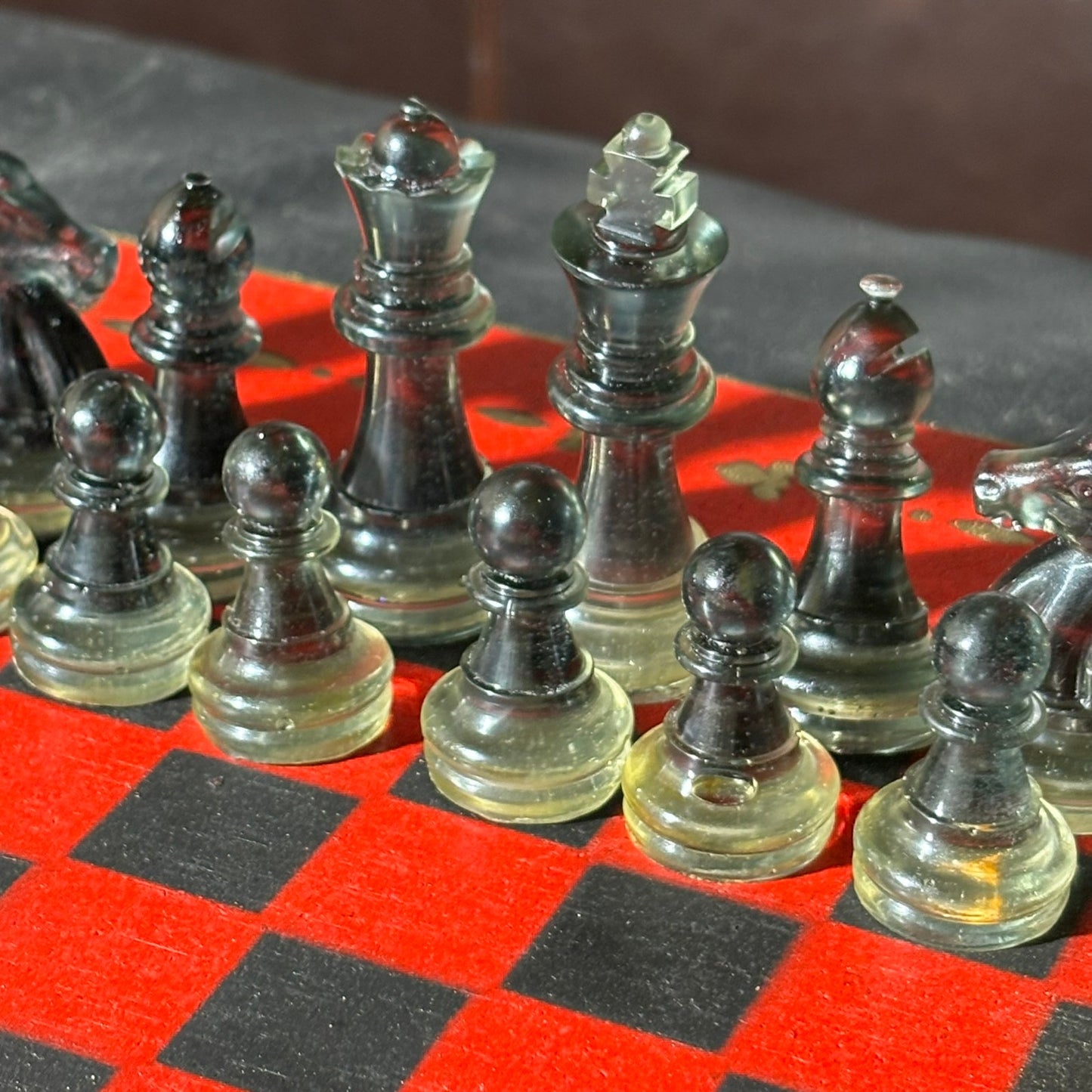 Golden Black & Red - Painted Chess Set