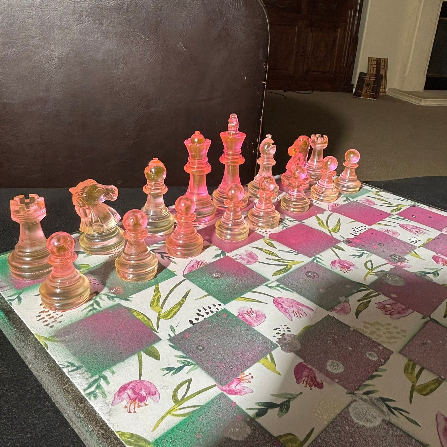 Vibrant Pink Lush - Scrapbook Chess Set