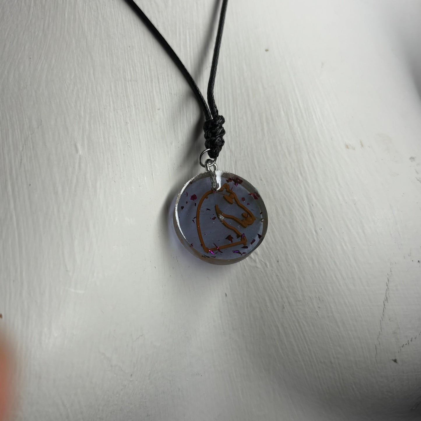 Cool Blue Knight - Handmade Resin Chess Necklace