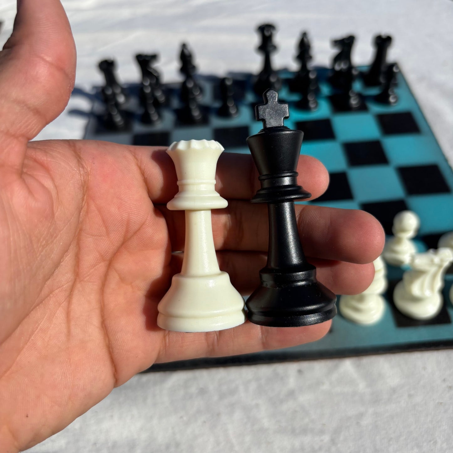 Blue & Gray - Painted Chess Set