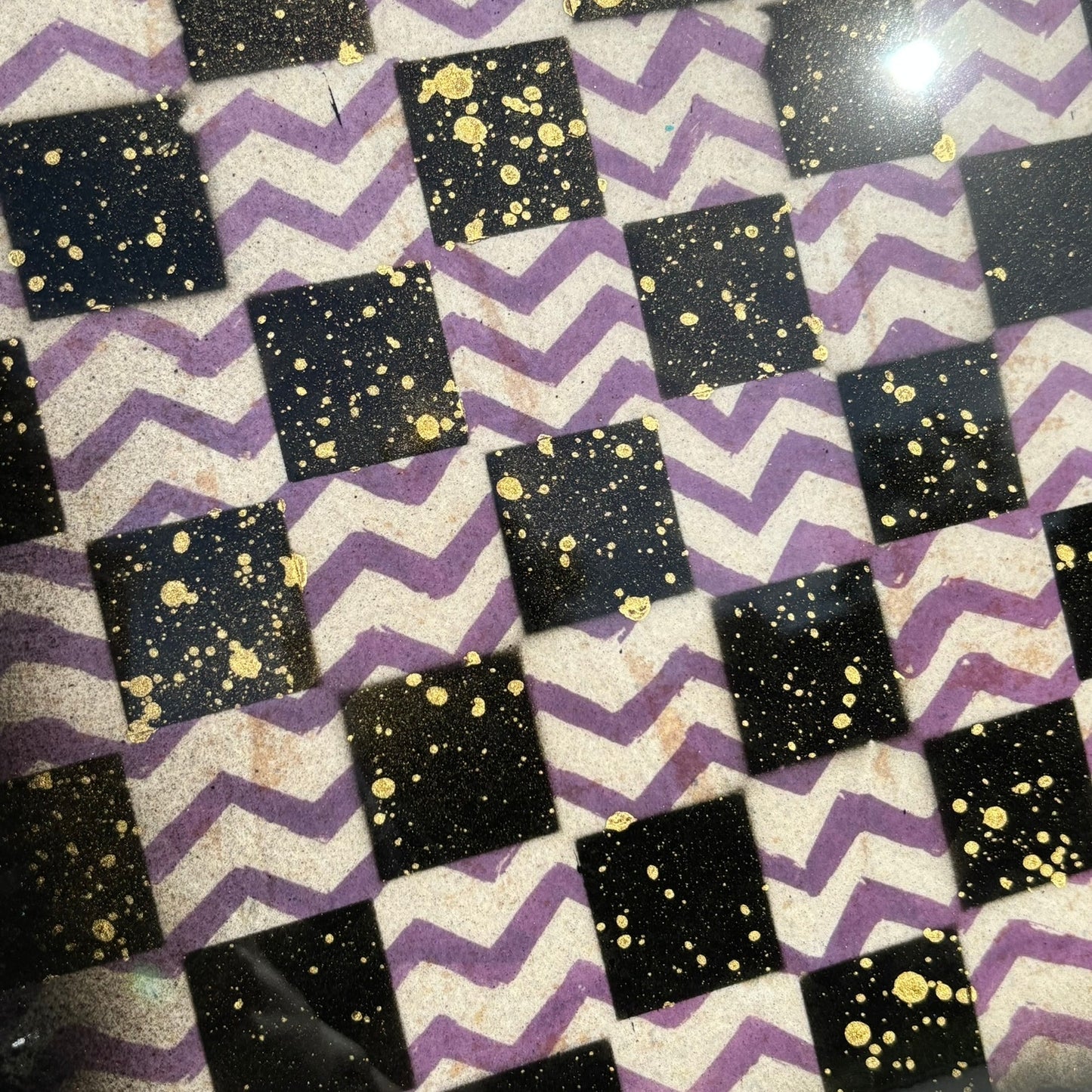 Purple Zagged Gold Sprinkle - Resin Coated Chess Board