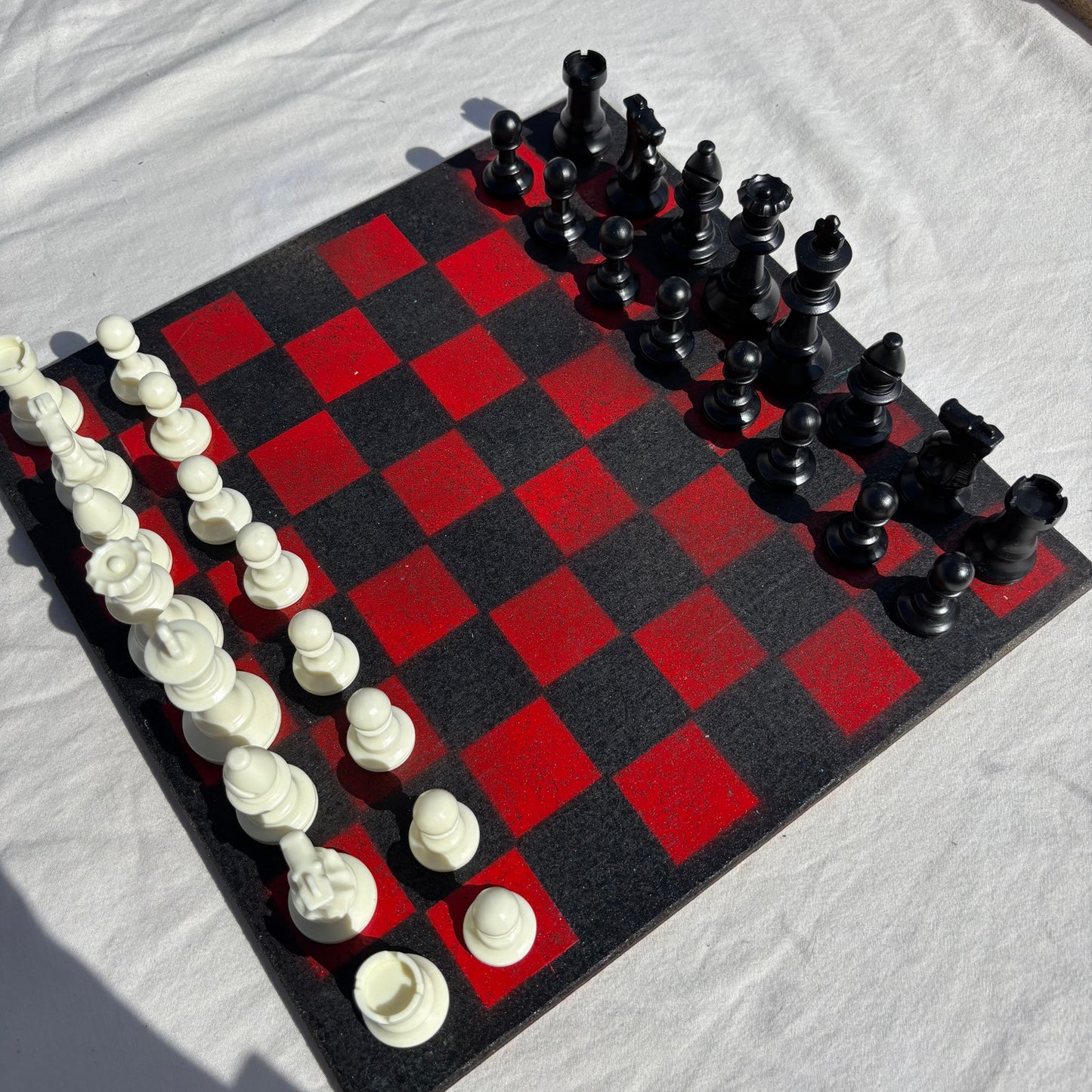 Black & Red - Painted Chess Set