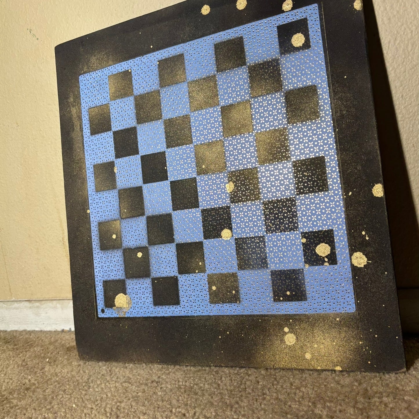 Golden Blue Pattern - Large Scrapbook Chess Board