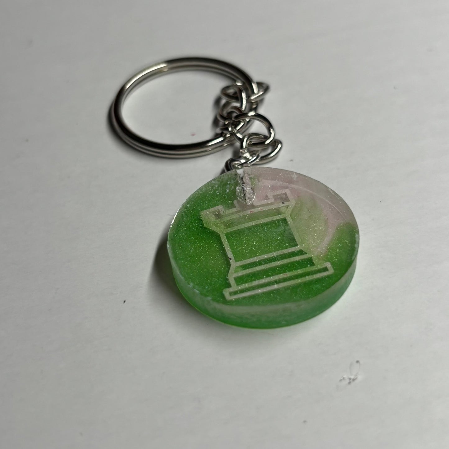 Green Part Rook - Handmade Resin Keychain