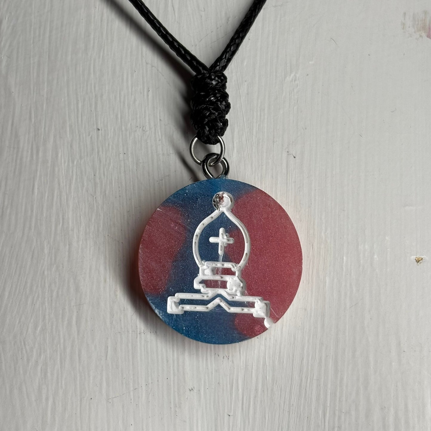 Mixed Colored Bishop - Handmade Resin Chess Necklace