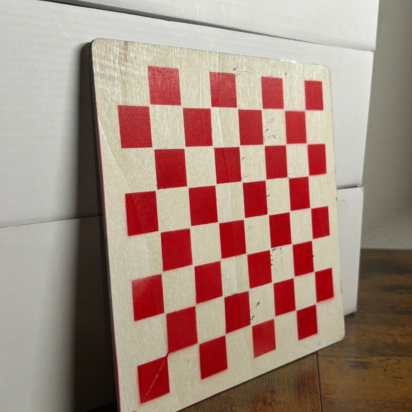 Black & White - Painted Thin Wooden Chess Board