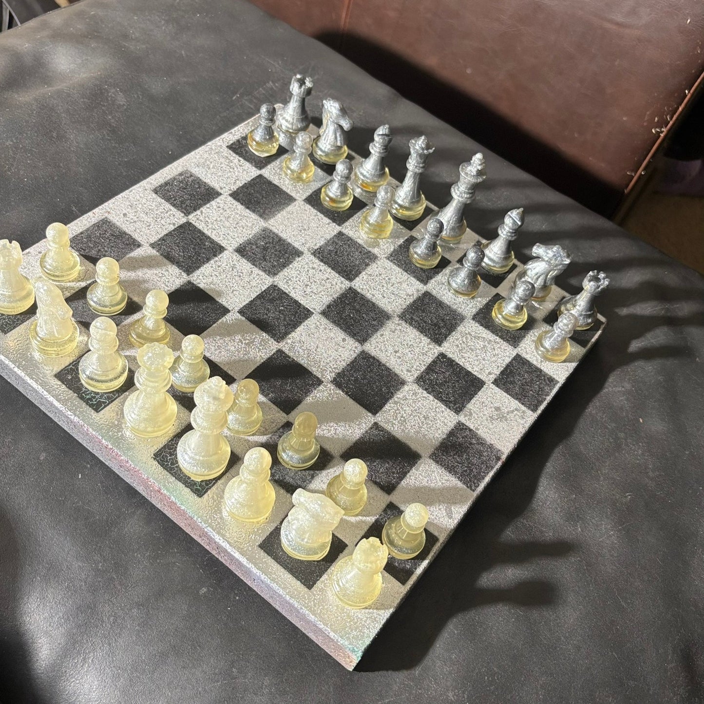 Silver & Black - Painted Chess Set
