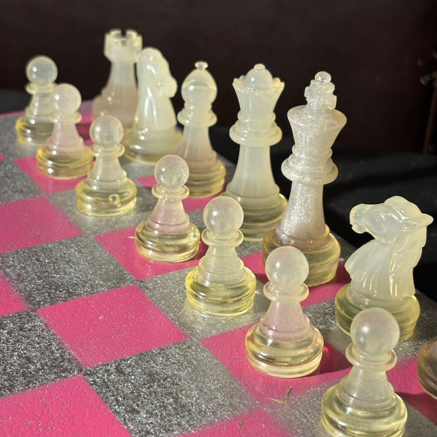 Chrome Pink - Painted Chess Set