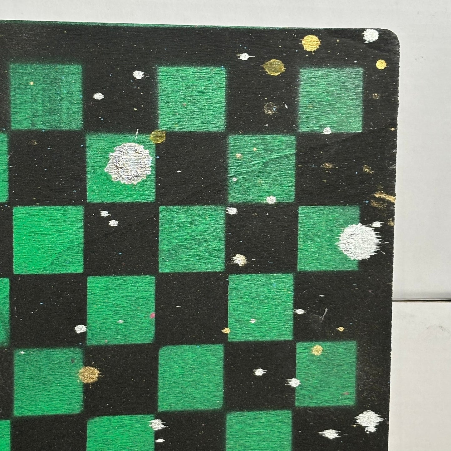 Black & Green Chrome - Painted Thin Wooden Chess Board