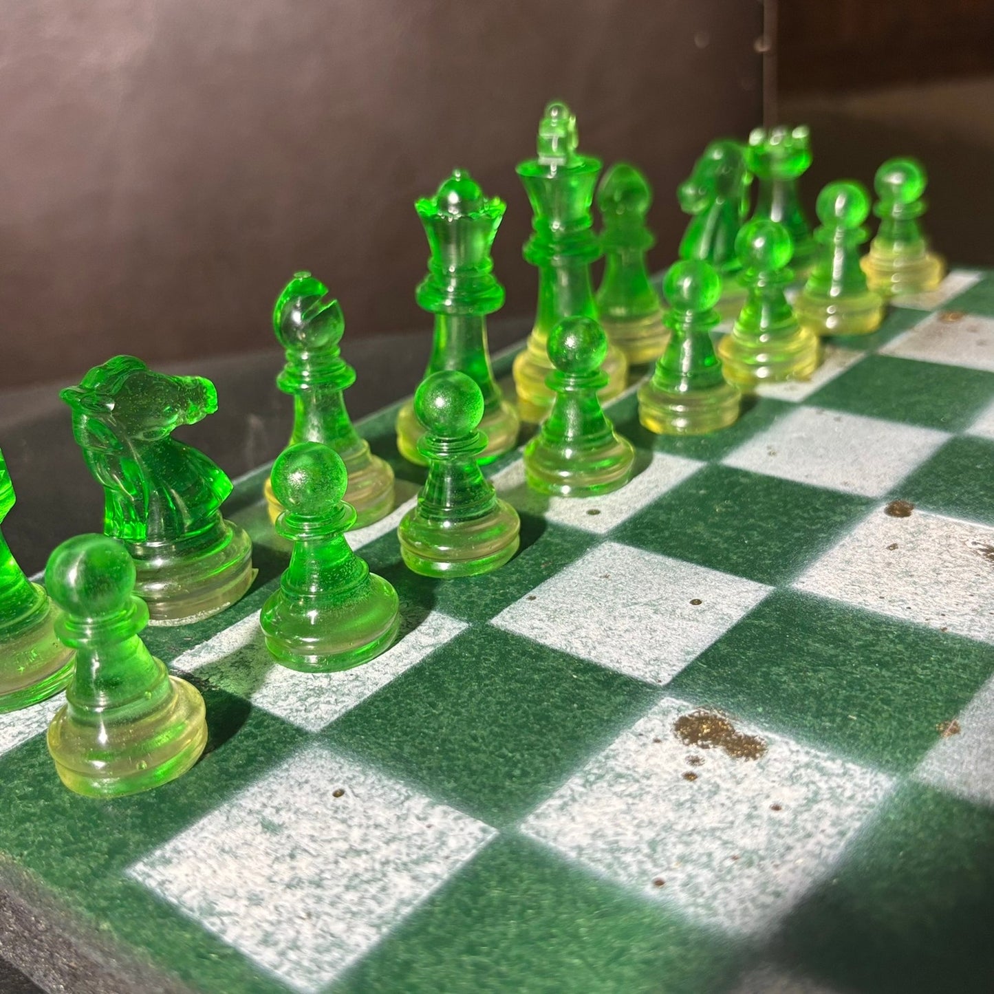 Goldish Green - Painted Chess Set