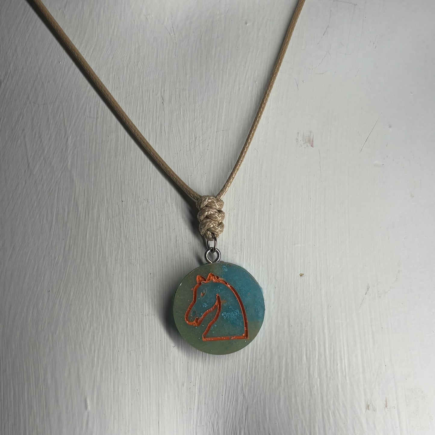 Beach Vibes Knight - Handmade Resin Chess Necklace