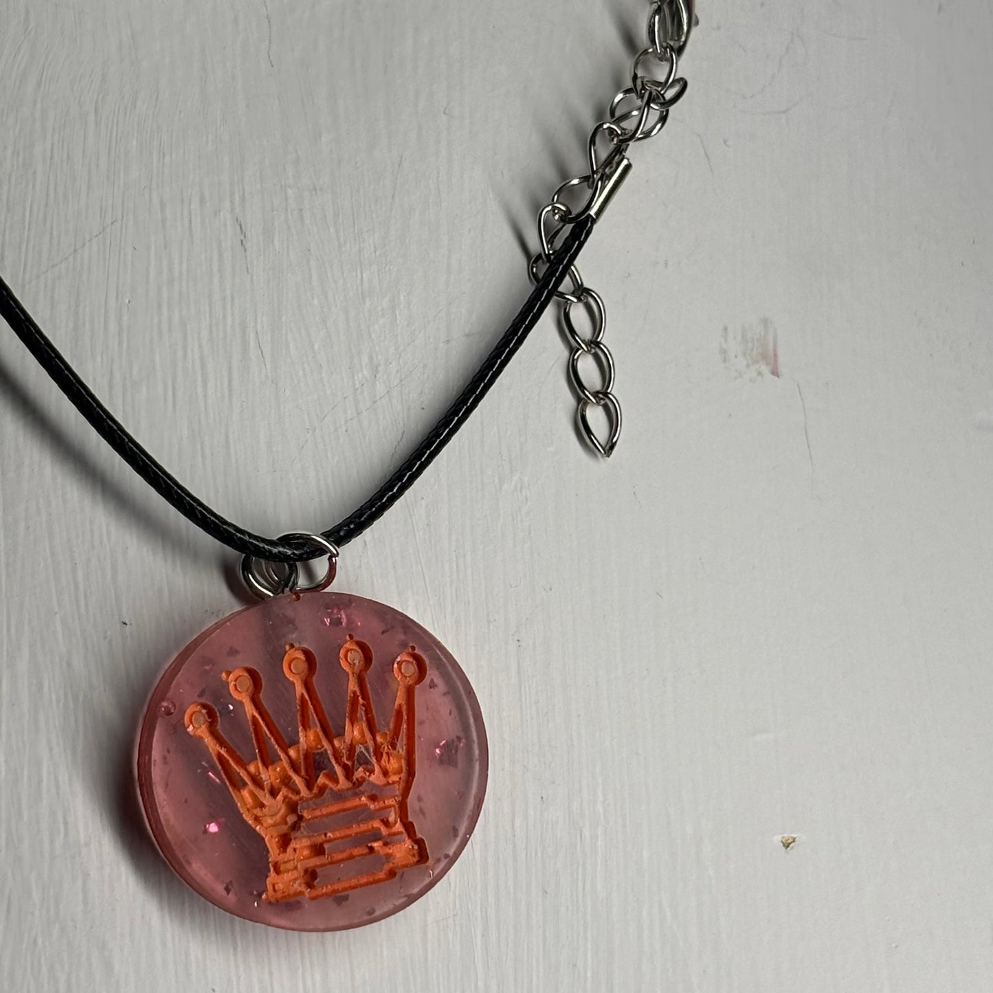 Purple/Orange Queen - Handmade Resin Chess Necklace