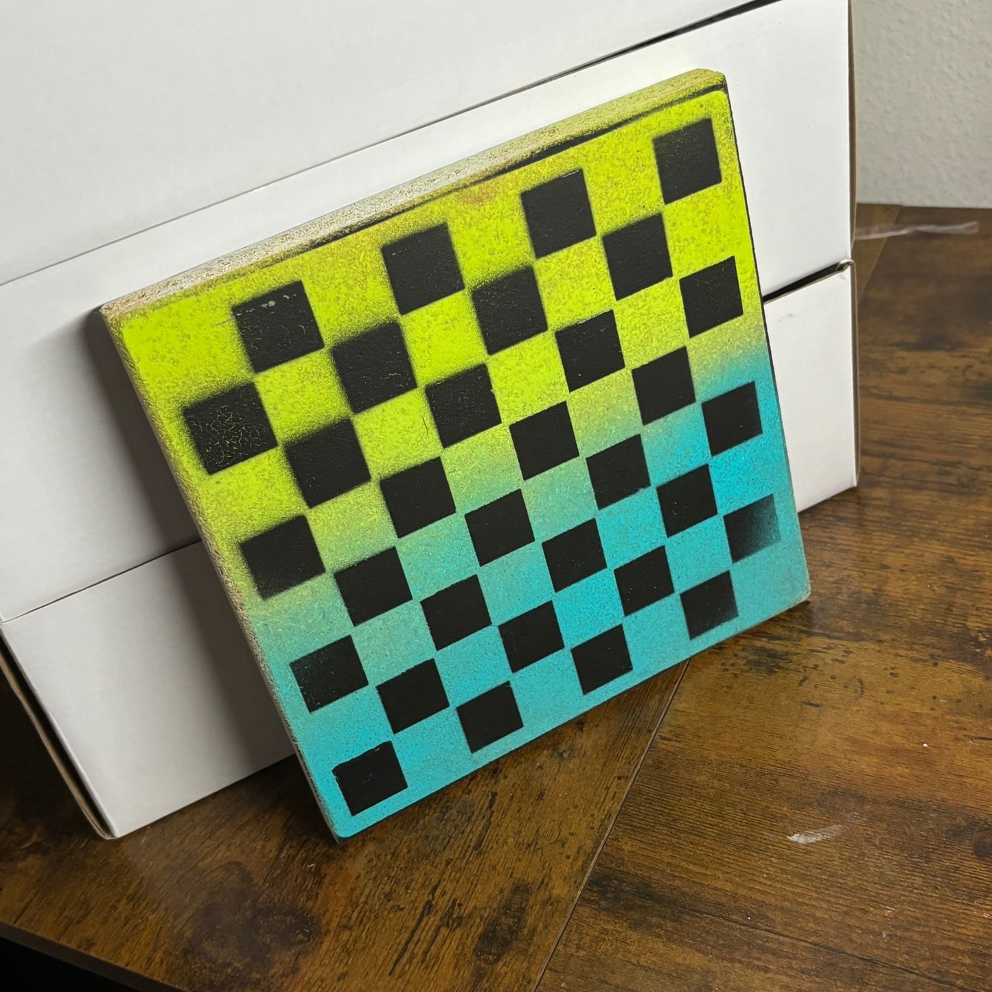 Yellow & Blue - Painted Double Sided Chess Board