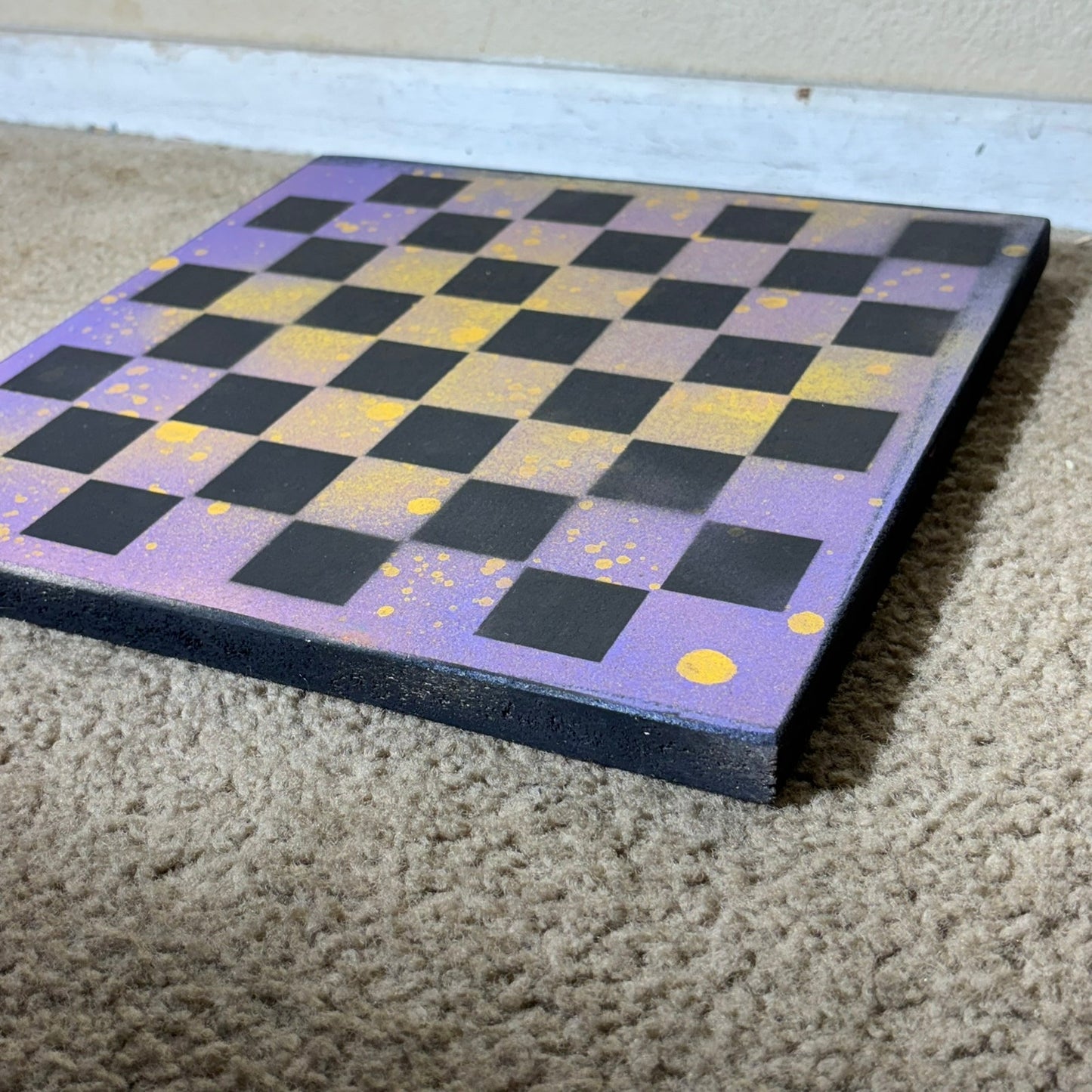 Purple Yellow Splash - Painted Chess Board