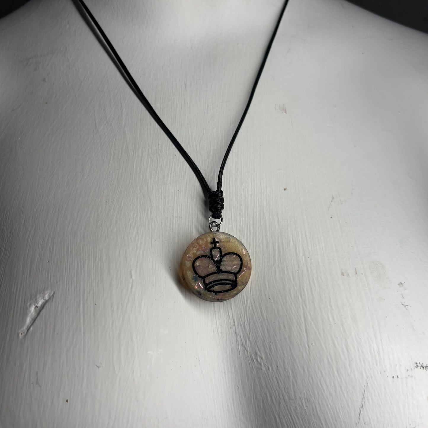 Crystal Yellow King - Handmade Resin Chess Necklace