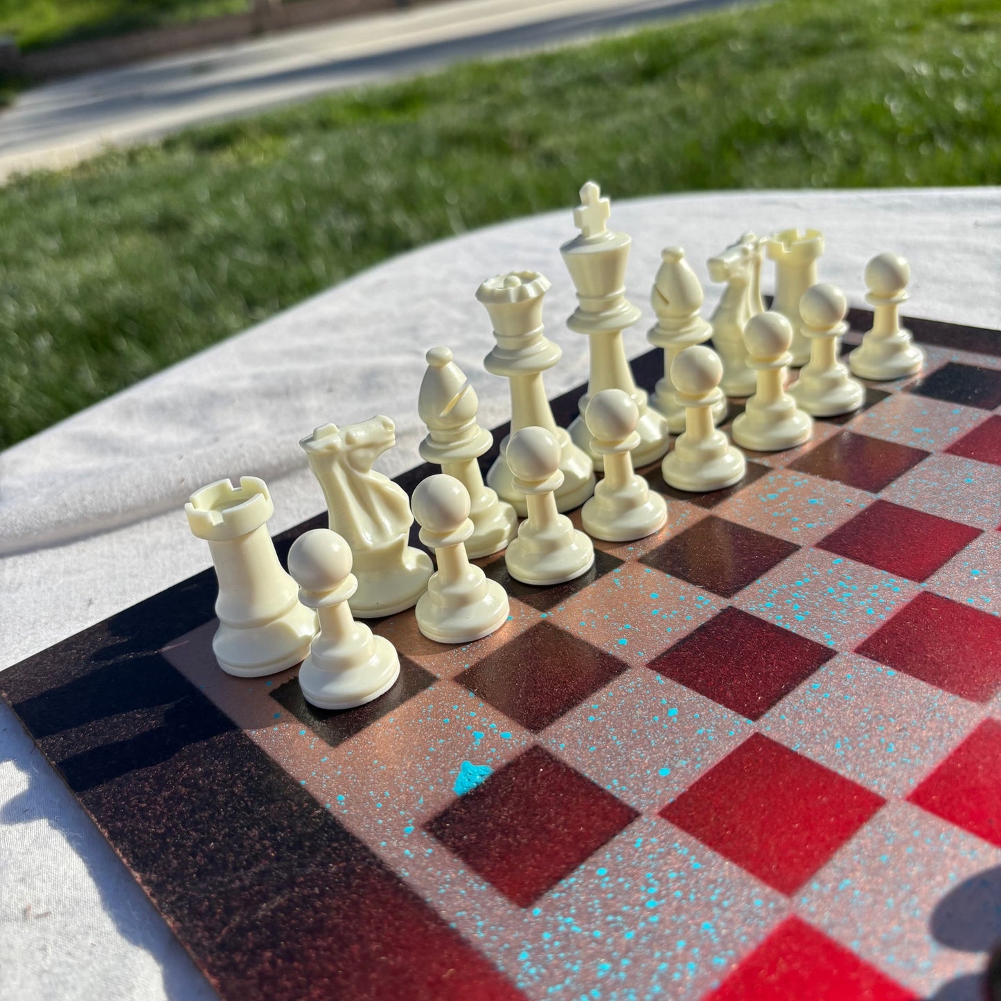 Speckled Golden Red - Painted Chess Set