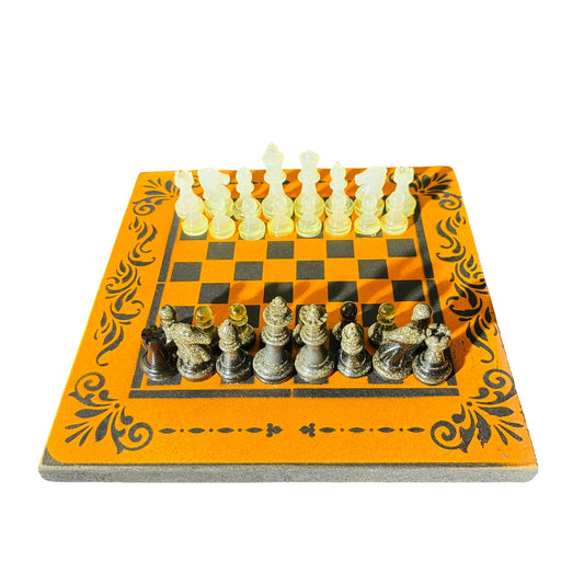 Orange & Black - Painted Chess Set