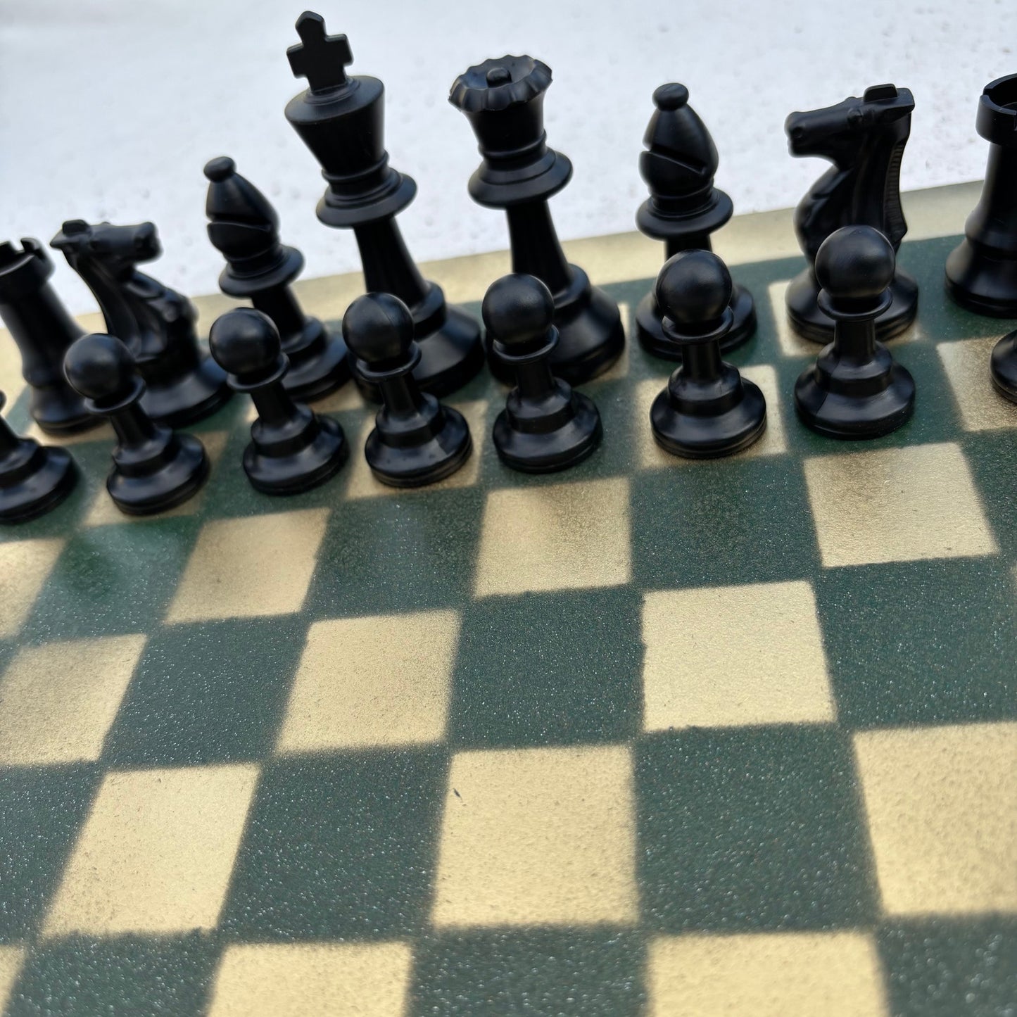 Vintage Golden Green - Painted Chess Set