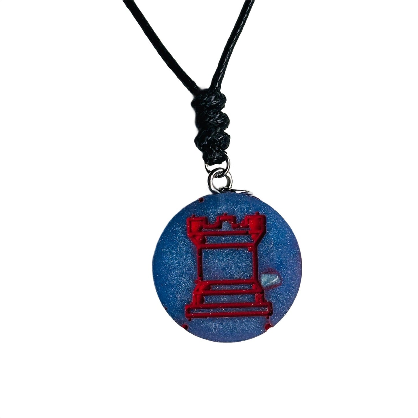 🎁 Blue & Red Rook - Handmade Resin Chess Necklace (100% off)