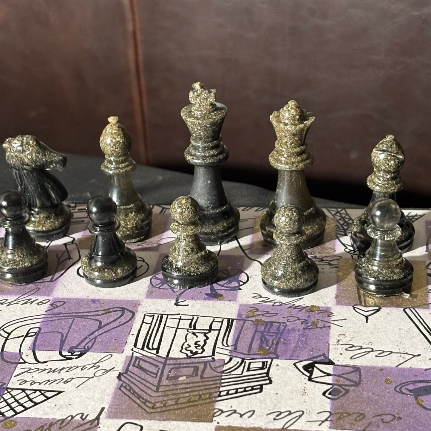 Fashionable Purple - Scrapbook Chess Set