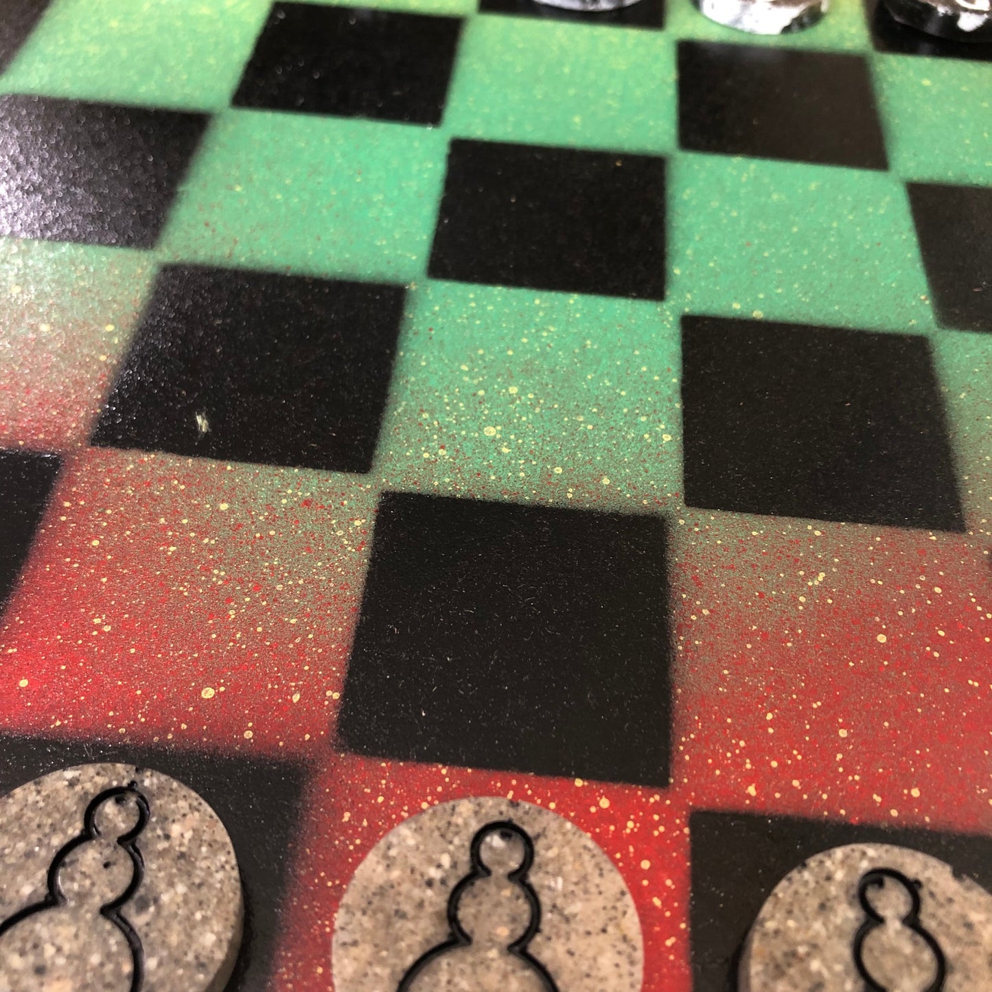 Blue & Green Sploosh - Painted Chess Set