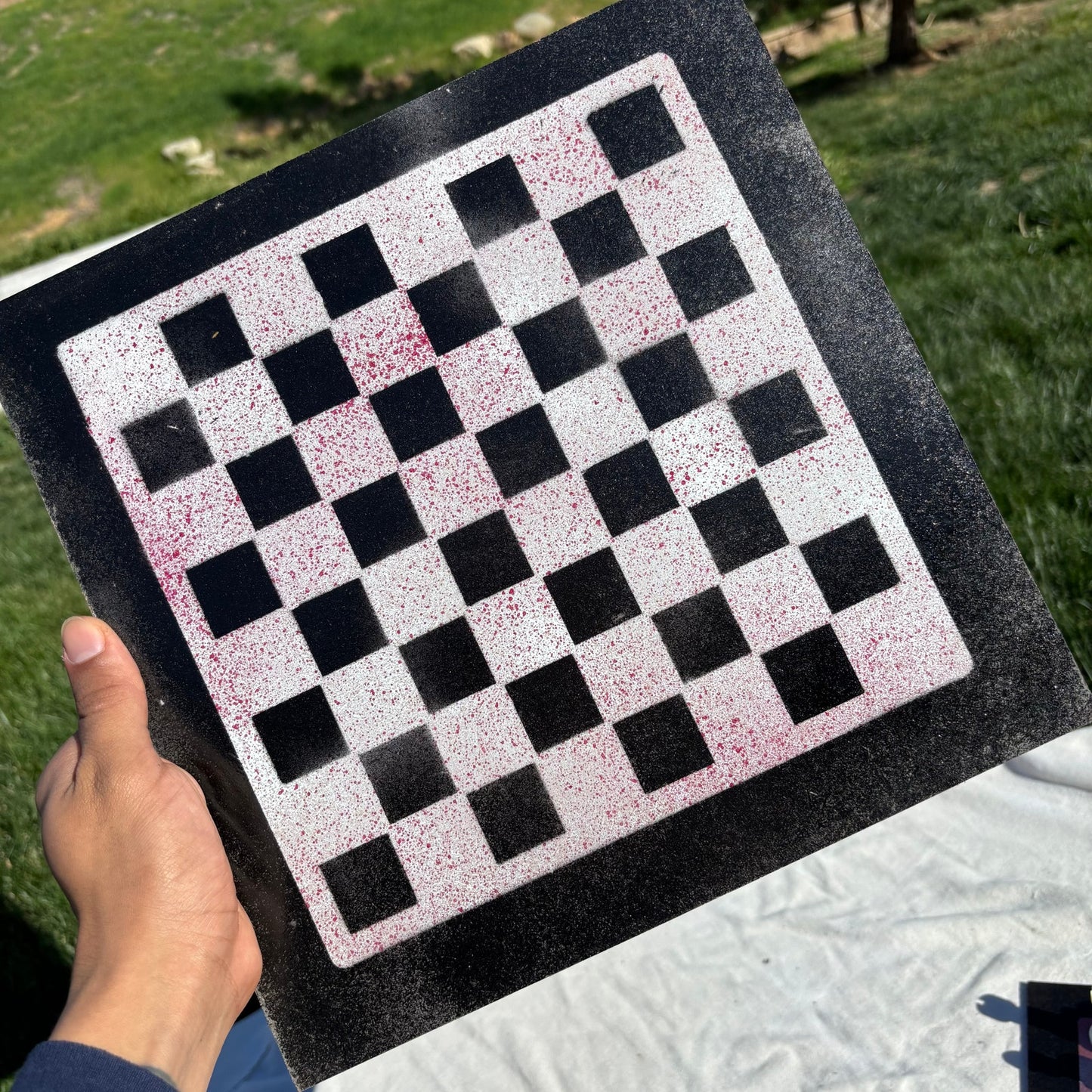 Sprinkled Red - Painted Chess Set