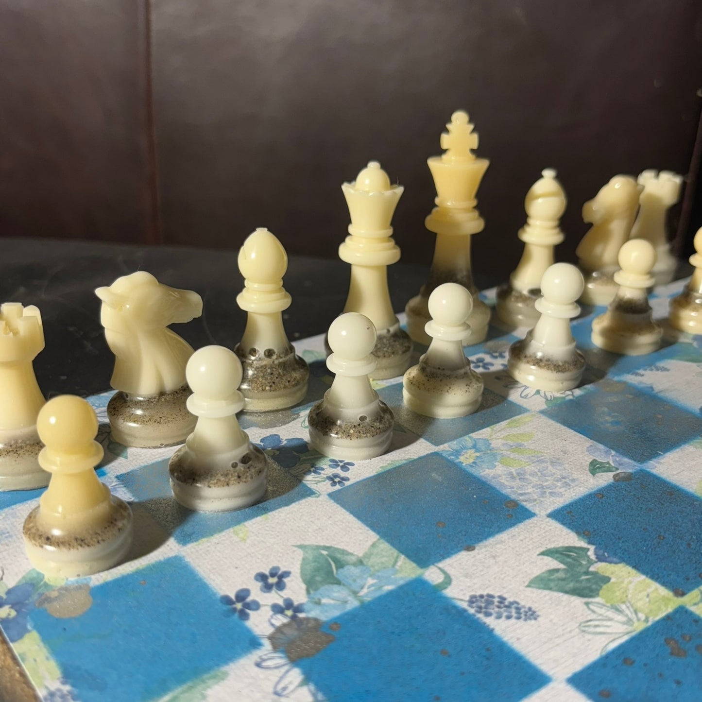 Flower Blue - Scrapbook Chess Set
