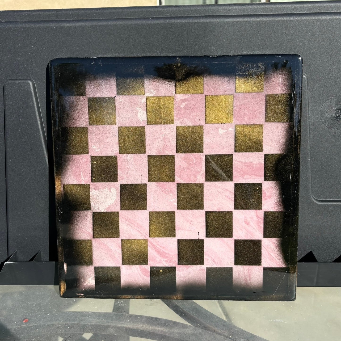 Pink Gold Mesh - Resin Coated Chess Board