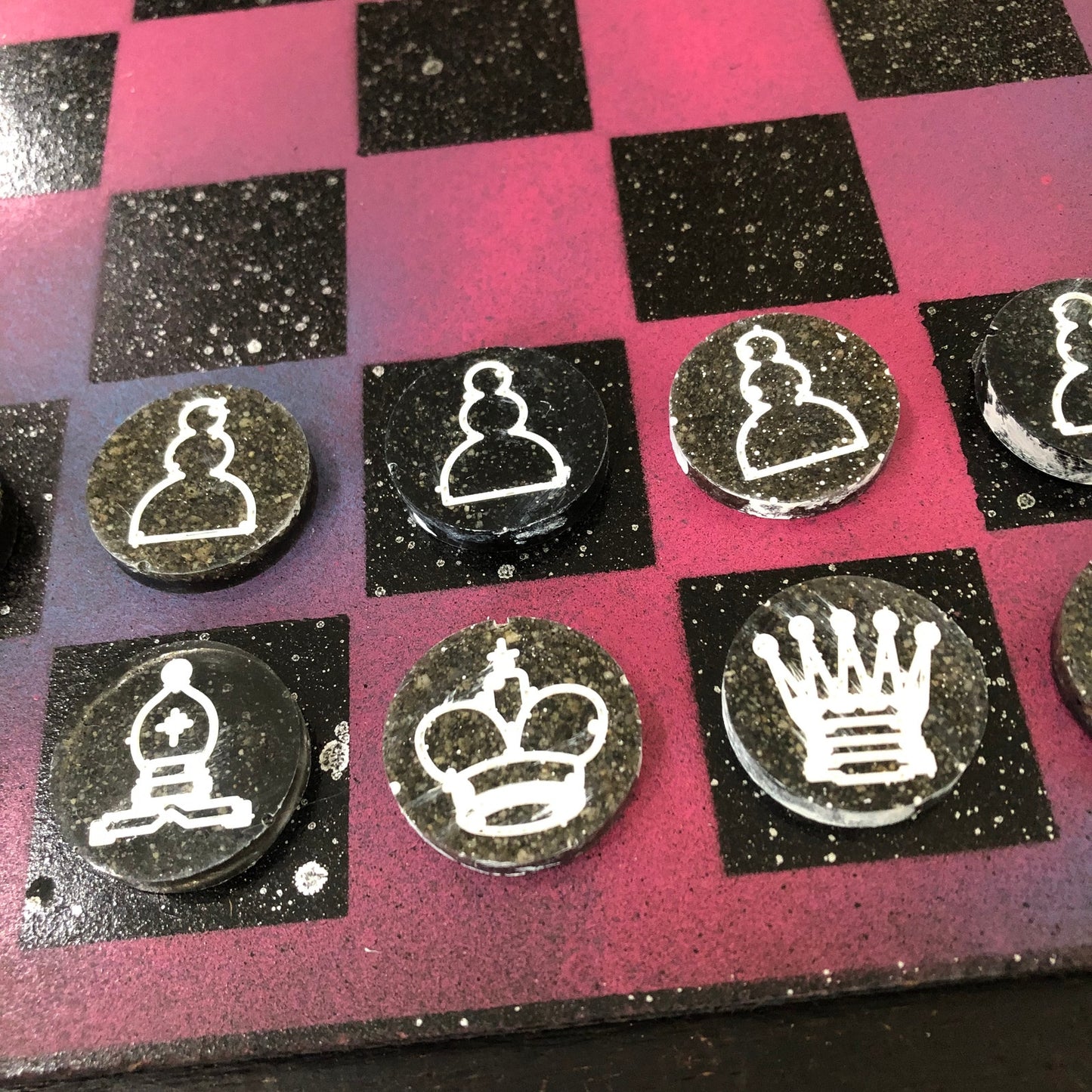 Pink Space - Painted Chess Set