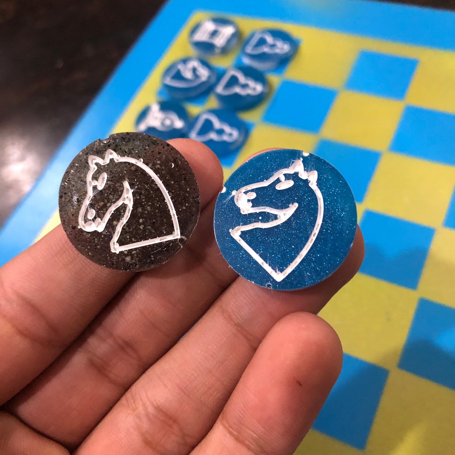 Yellow Blue - Painted Chess Set