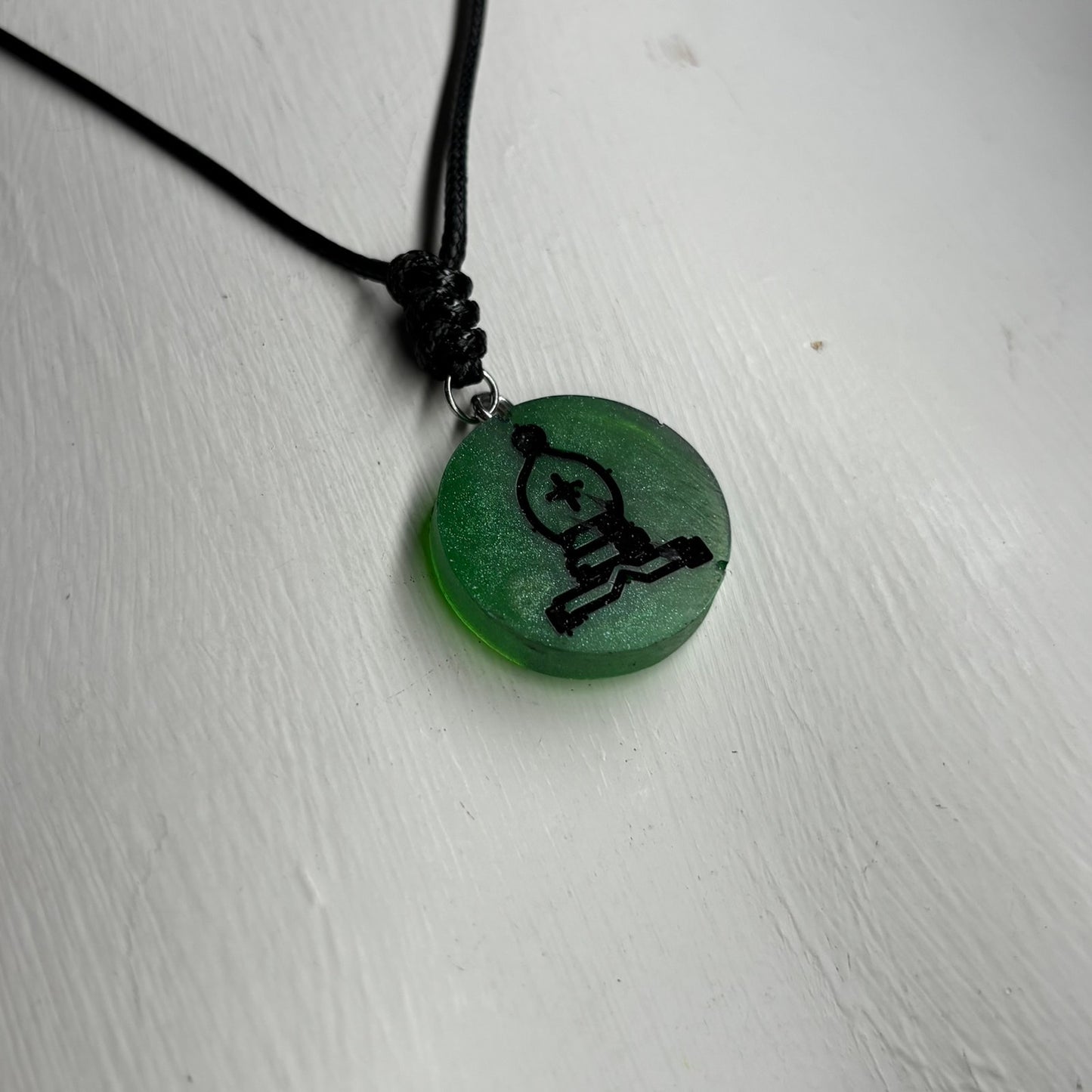 Green Bishop - Handmade Resin Chess Necklace