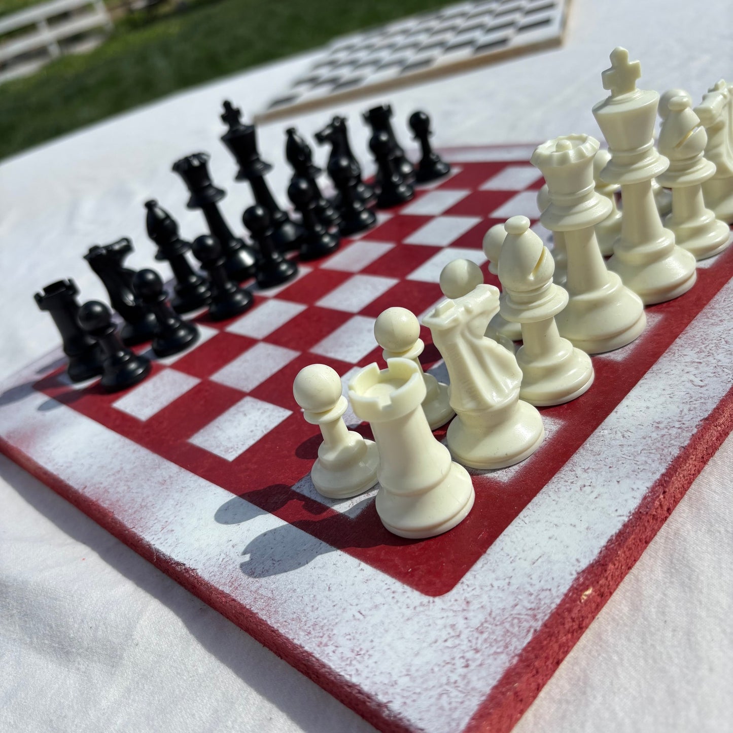 Red & White - Painted Chess Set