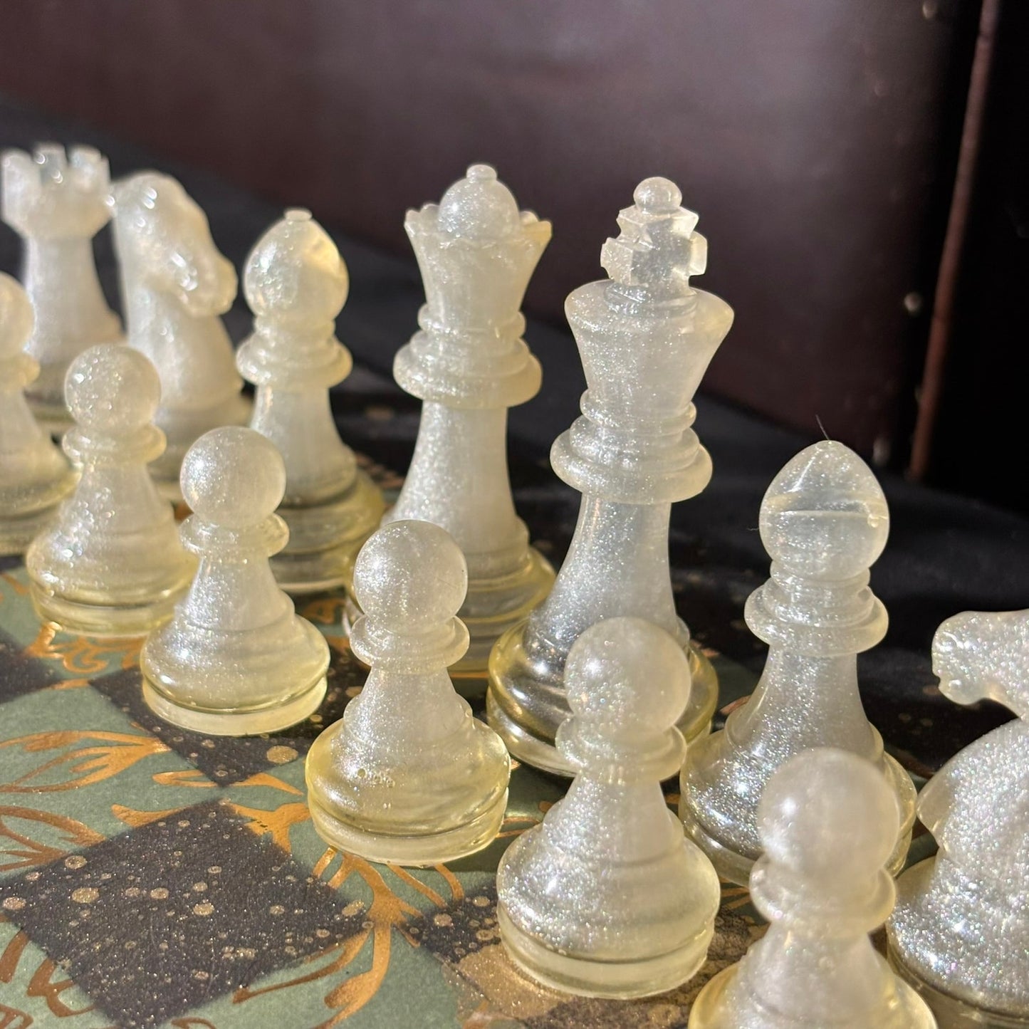 Golden Vintage Green - Scrapbook Chess Set