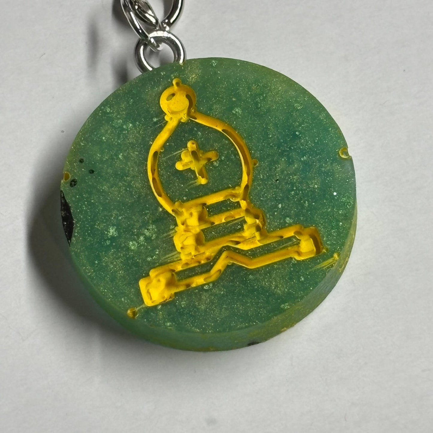 Green & Yellow Bishop - Handmade Resin Keychain