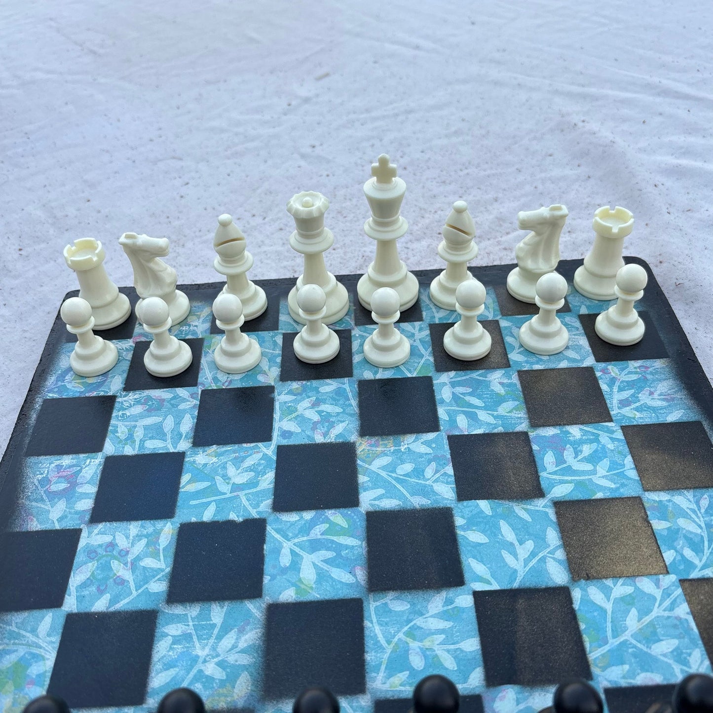 Blue Flower - Scrapbook Chess Set