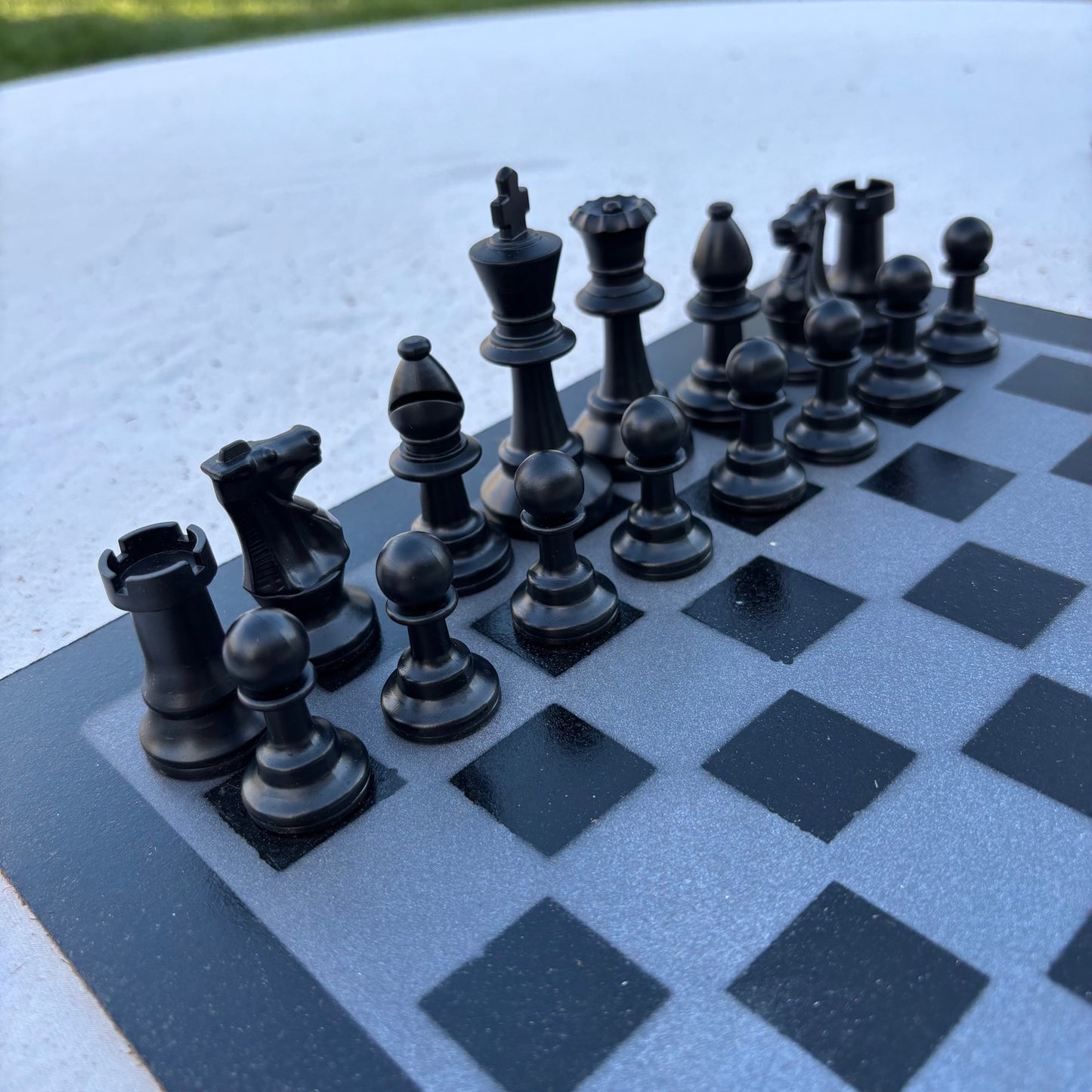 Gray & Black - Painted Chess Set