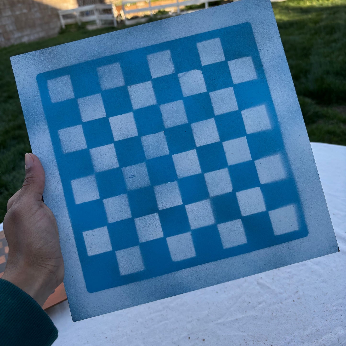 Blue & White - Painted Chess Set