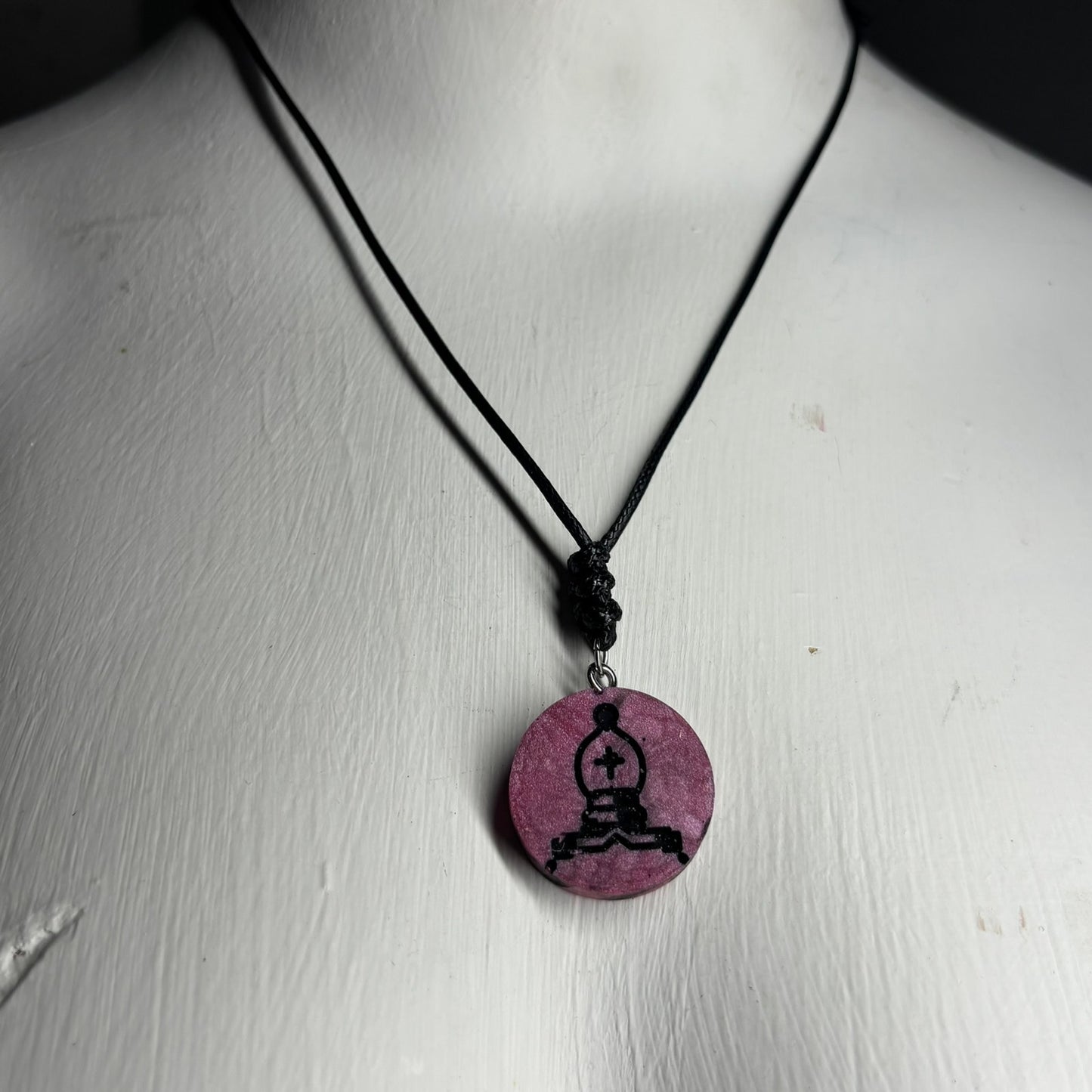 Violet Purple Bishop - Handmade Resin Chess Necklace