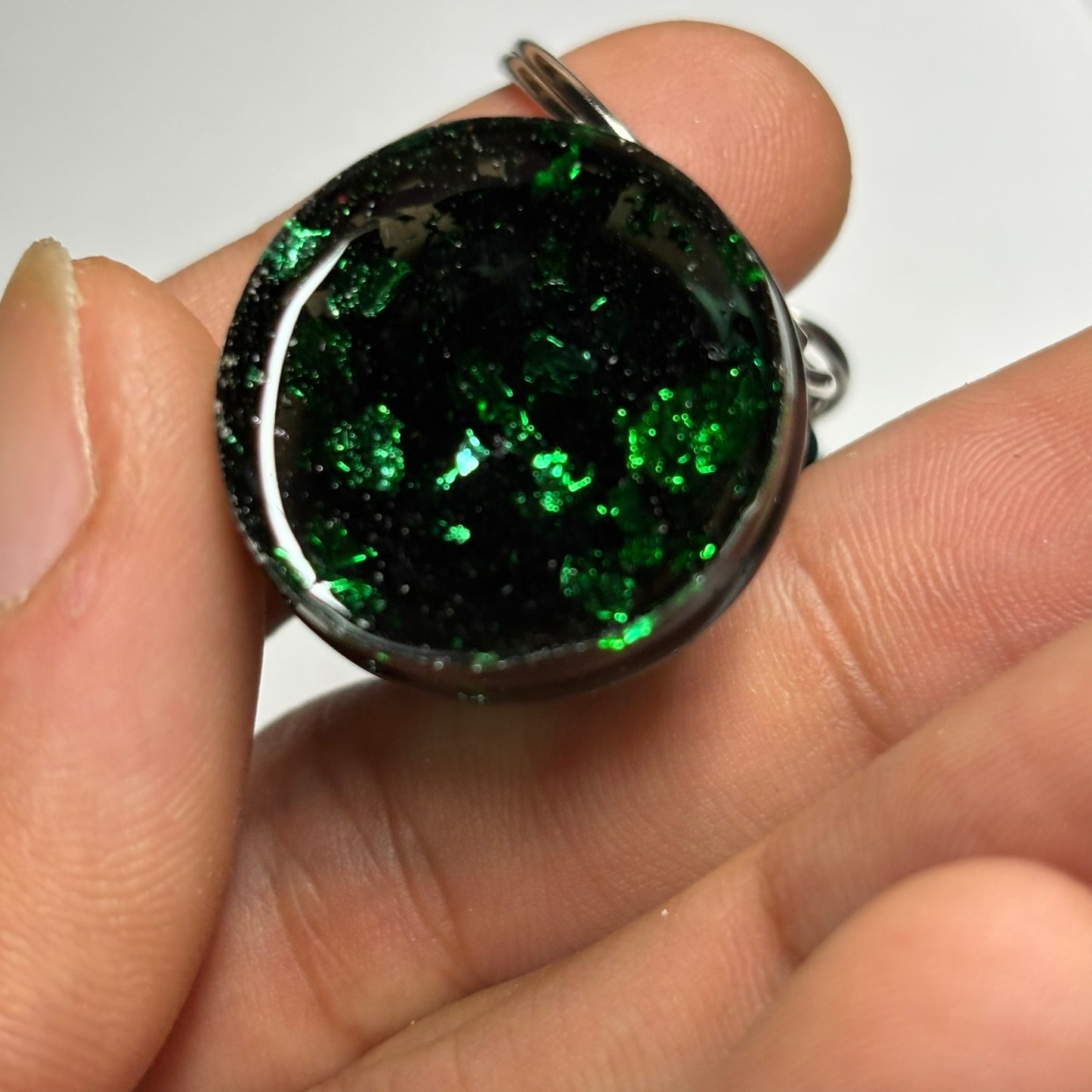 Dark Green Crystal Knight - Handmade Resin Keychain