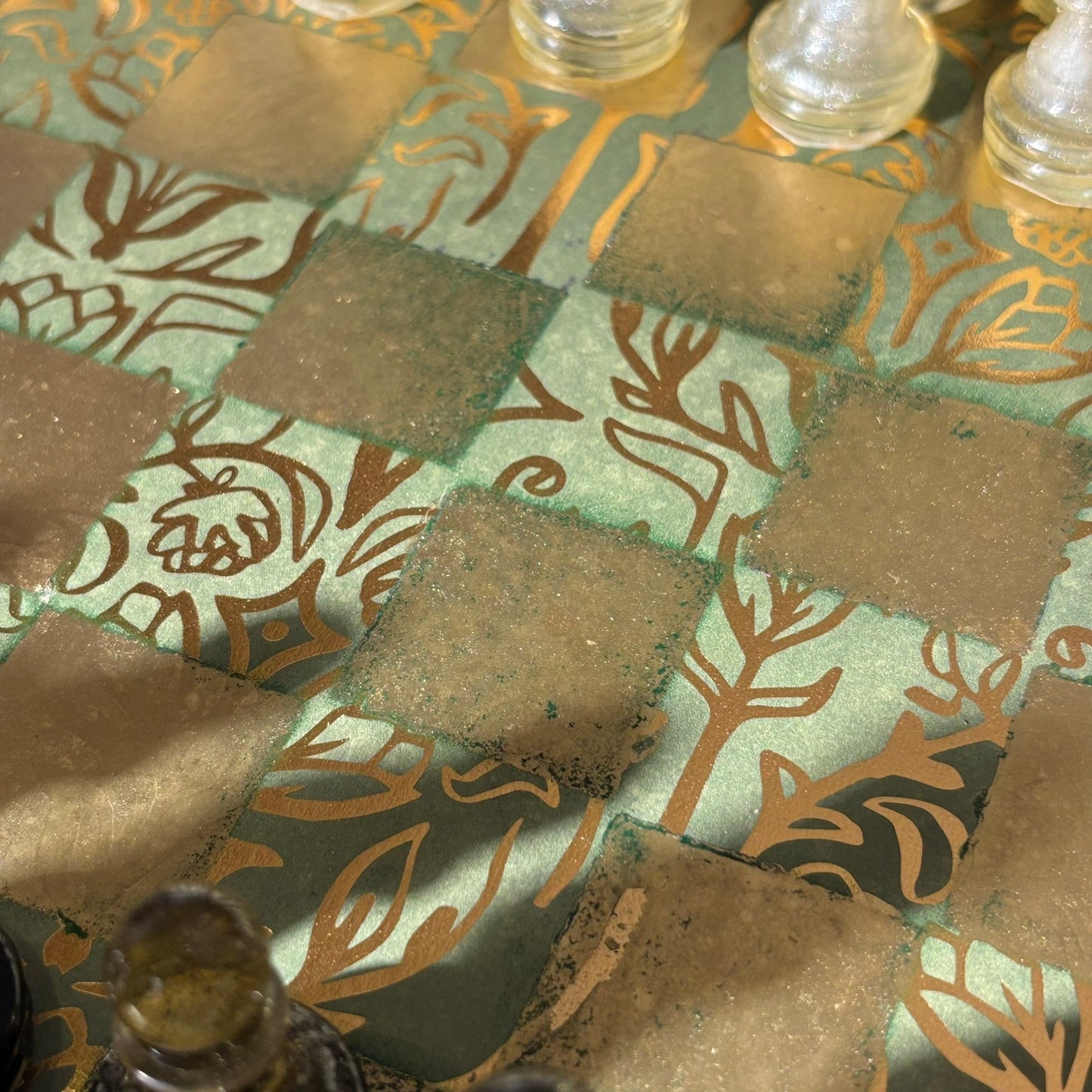 Golden Green Vintage - Scrapbook Chess Set
