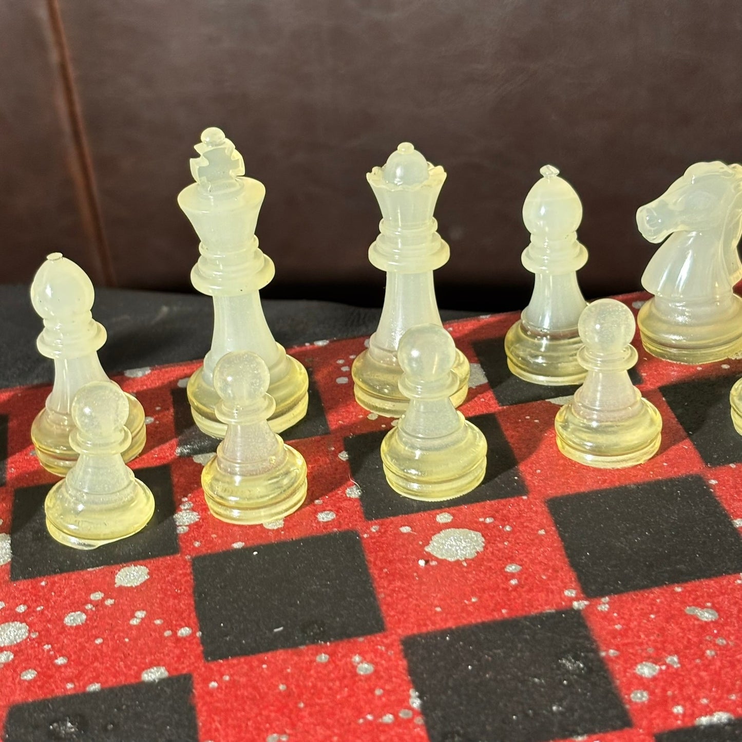 Red Chrome Black - Painted Chess Set