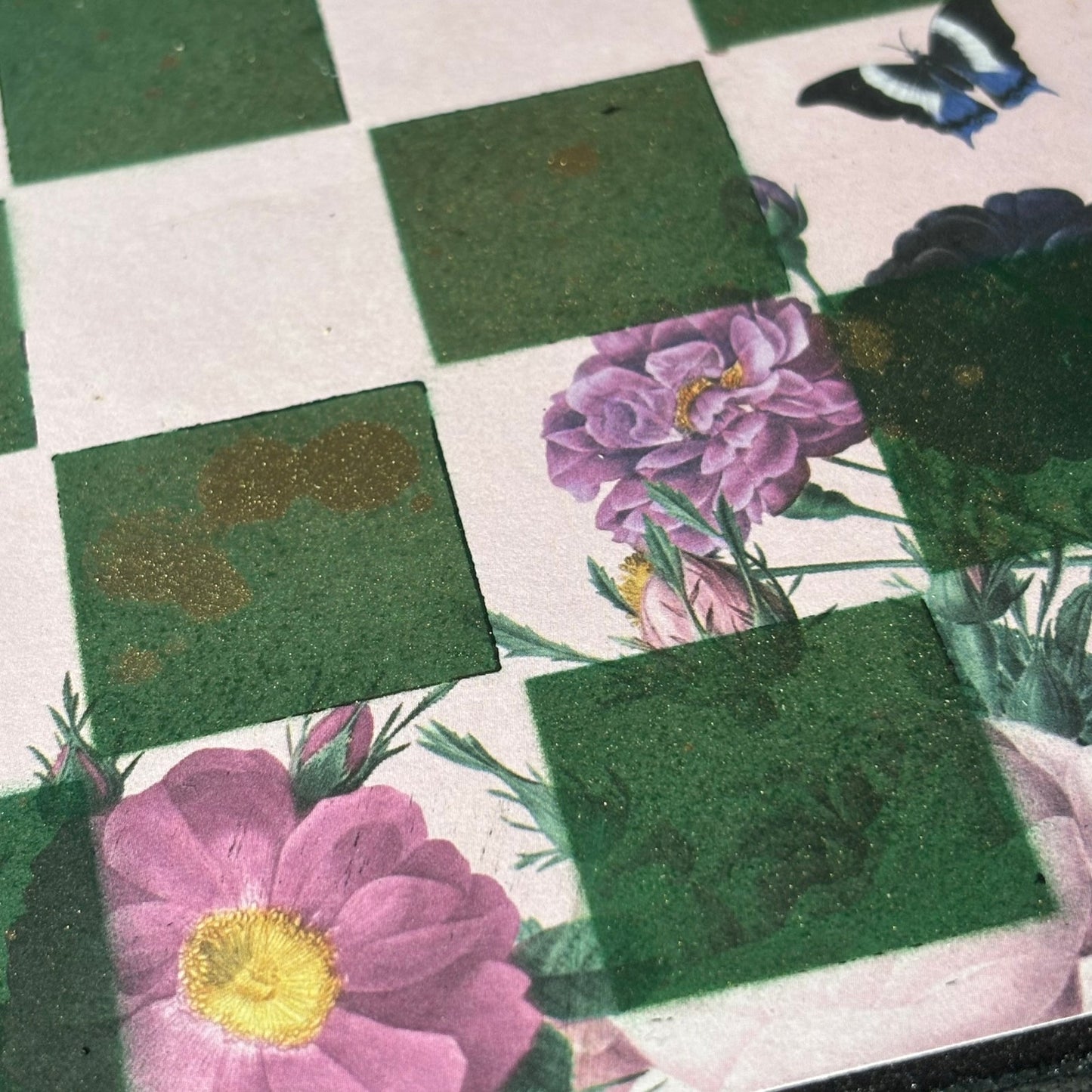 Green Pink Butterfly Flower - Scrapbook Chess Set